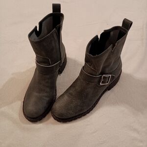 Lucky Brand Kenadie Leather Ankle Boots Women's Size 9 Distressed Look Grey